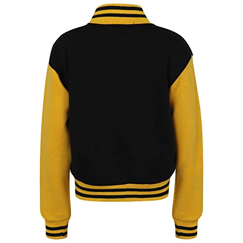 Baseball Contrast Jacket Varsity Style Coat - B.B Plain Jacket Black & Yellow 9-102