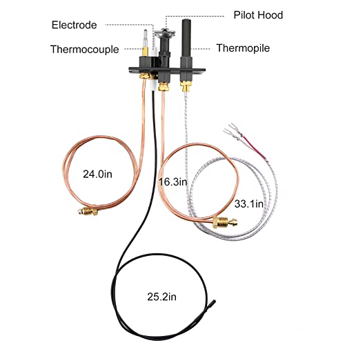 Wadeo Propane And Natural Gas Pilot Assembly, 3 Way Pilot Replacement For Hht, Majestic, Monessen, Temco, Vermont Castings Fireplace And Stoves, Replaces 10002264 #TOP2
