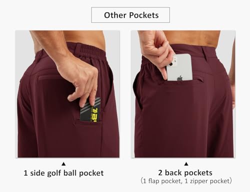 Image of TBMPOY Men's Golf Shorts Lightweight 5 Pockets Casual Dress Stretch Elastic Waist Quick Dry Flat Front Travel Shorts