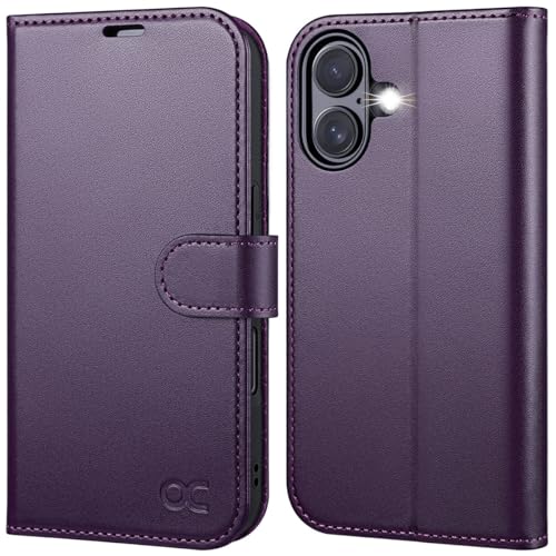 OCASE for iPhone 16 Case, PU Leather Wallet, Magnetic Flip Folio Cover with RFID Blocking, Card Holders, Shockproof TPU