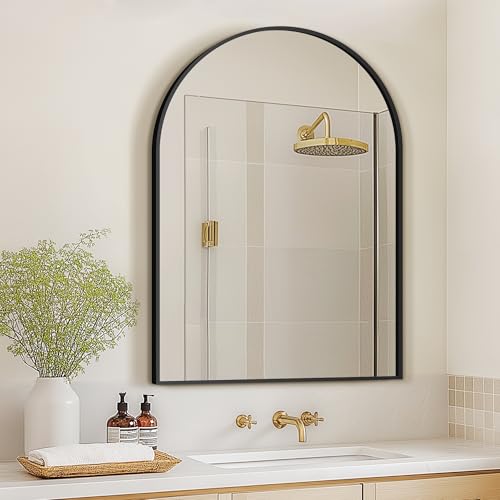 Arched Wall Mirror for Bathroom,Mirrors for Wall,28''x40'',Vanity Mirror for Bedroom Dresser, Entryway, Living Room, Metal Frame (28''x40'',Black)
