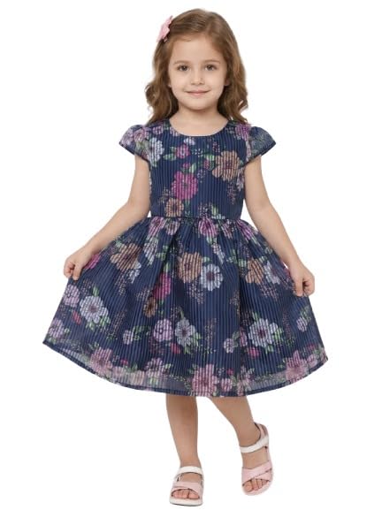 Image of Funshine Girls Spring Summer Casual Dress for Kids | Soft Breathable Comfortable Everyday Wear for Play School Outings Birthday Parties & Family Occasions | Stylish Lightweight Trendy Outfit