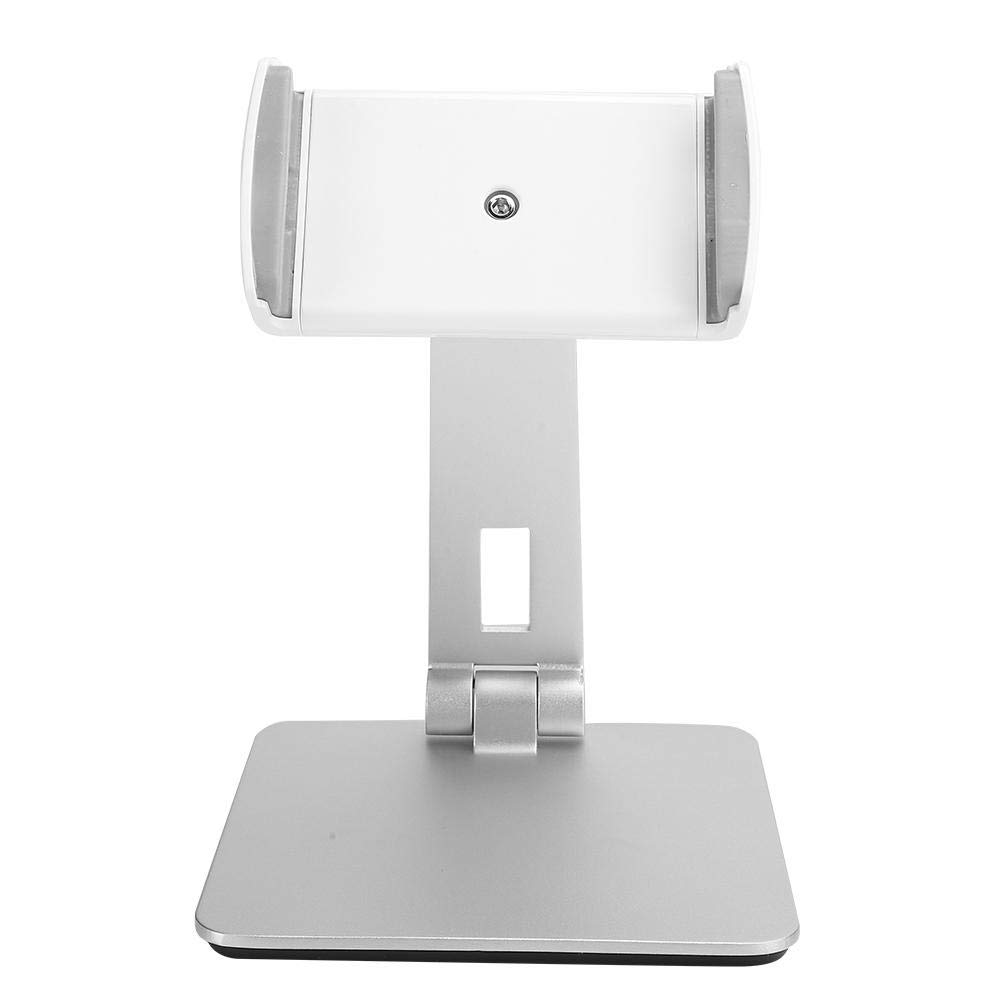 03 Supporto per tablet, supporto per clip per telefono pigro universale resistente, metallo pieghevole in lega di alluminio con supporto di base stabile per telefoni e tablet da 4 a 14 pollici