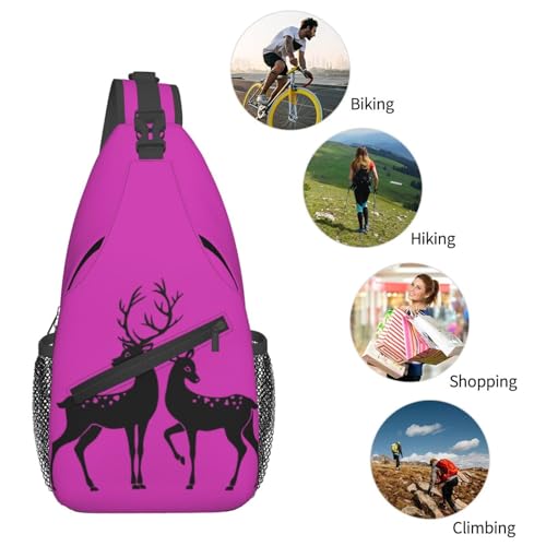 Mochila de pecho casual con estampado de ciervo miniatura 6