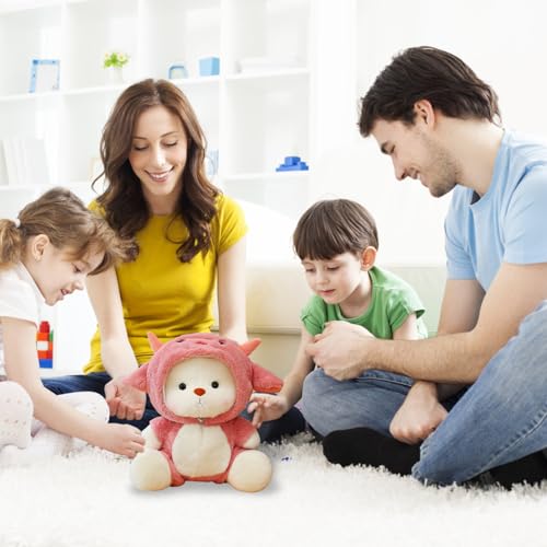 Plüschtier Teddybär mit Schaf Kostüm, 30cm Teddy Plüschtier, Teddybär, Stofftier Teddy, Teddybär Kuscheltier, Teddybär Kuscheltier mit Reißverschluss Outfit, Plüsch-Bär, Kreatives Geschenk für Kinder