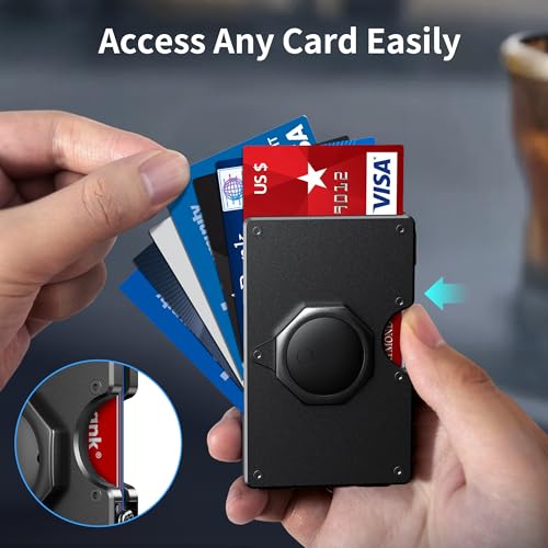 BIIGELL Wallet for Men - Air Tags Metal Wallet Work with Apple Find My(iOS Only), Mens Wallet with Removable Money Clip, RFID Blocking Credit Card Holders, Slim Wallet Tracker(Air Tags included)2
