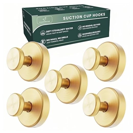 Upgraded Stainless Steel Suction Cup Hooks Heavy Duty Hooks For Shower Bathroom Accessories Removable Hook For Glass Window Door Wall Hooks For Hanging Towels Robes Wreaths (Pack Of 5, Gold)