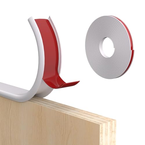 Image of U-Shape Edge Banding, 1 inch x 20ft TPE White Veneer Edging Trim | Self Adhesive Veneer Edging Trim, Flexible Edge Protector, Strip for Countertop Cabinets Table Restoration Shelves
