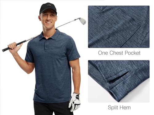Image of Rdruko Men's Polo Shirts Short Sleeve Quick Dry Outdoor Golf Sports Shirts with Pocket