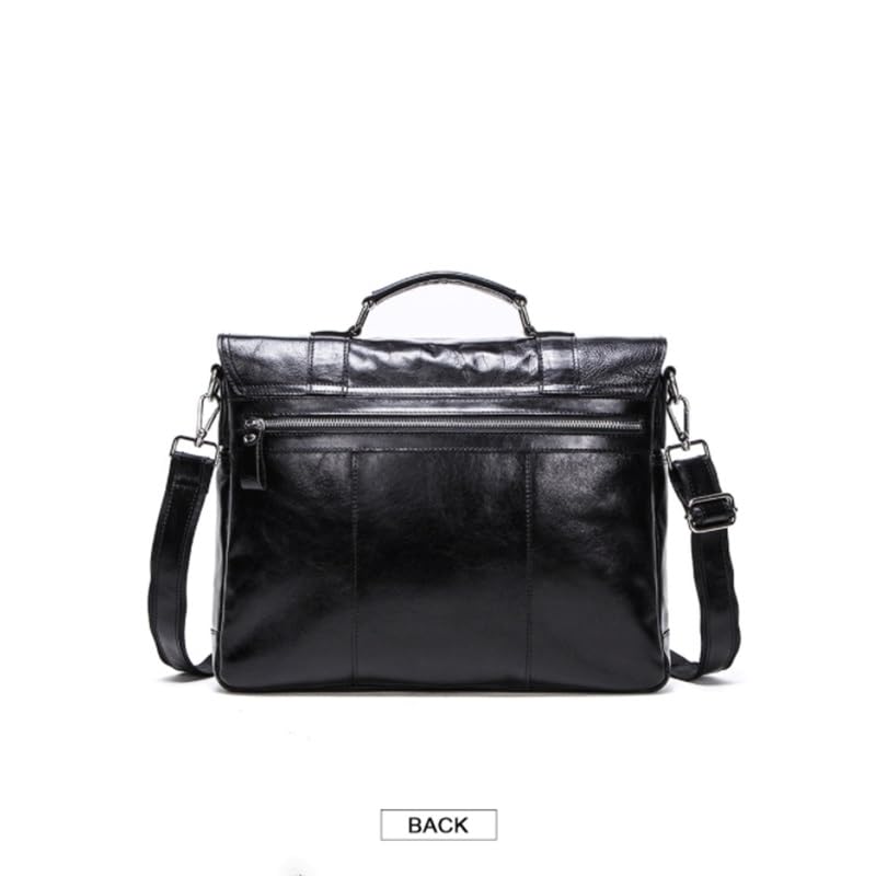 handbag Men's Leather Briefcas Cowhide States Retro Handbag Compartment Shoulder Bag3