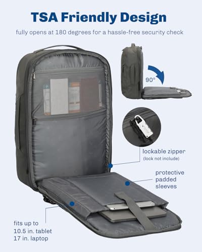 Image of Hynes Eagle Travel Backpack TSA Personal Item Bag Flight Approved Dark Grey