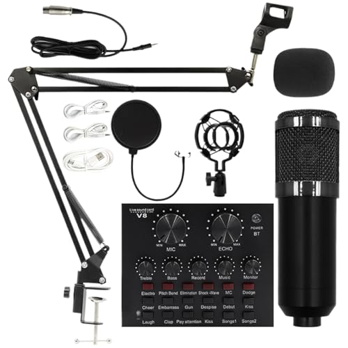 Live Streaming Kit - Plug And Play Microphone Set, Compact Recording Tools | User-Friendly Microphone Kit, Professional Live Streaming Gear For Singers, Anchors, Studio Recording Essentialss