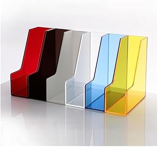 Soporte de acrílico para revistas, revistero vertical de plástico, colorido para archivos, caja de archivos de una sola cuadrícula para el hogar, la oficina y la escuela