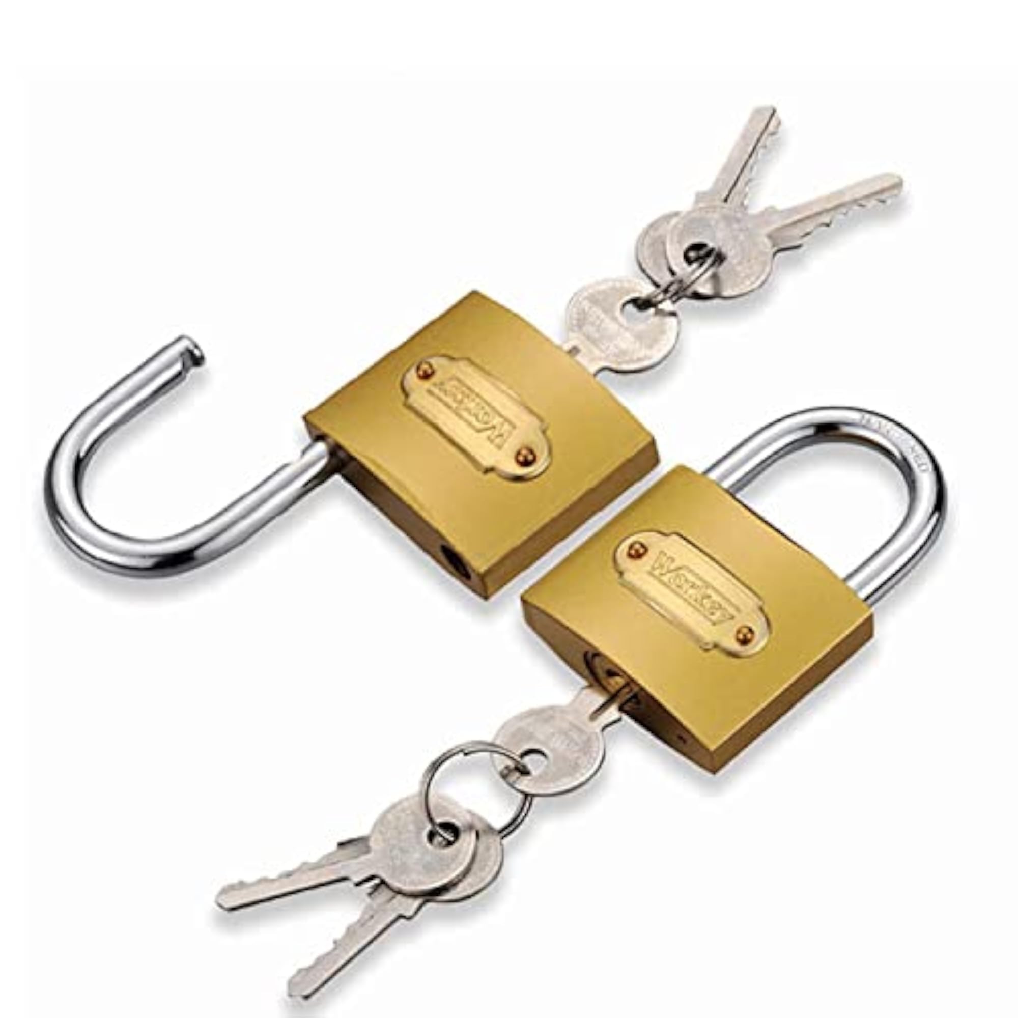 Pack of 6 Gold Color Rectangular Locks with Keys