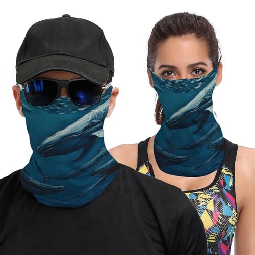Neck Gaiter Ocean Whale Face Mask for Travel Face Cover Scarf for Men Women Elastic Headbands Wind-proof Bandana for Skiing Fishing Hiking Cycling