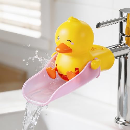 Skyroku Duck-Tastic Faucet Extender for Toddlers Adjust to Kick (See Video) Splash-Proof Sink Extender for Front-Facing Faucets Only BPA-Free for Bathroom