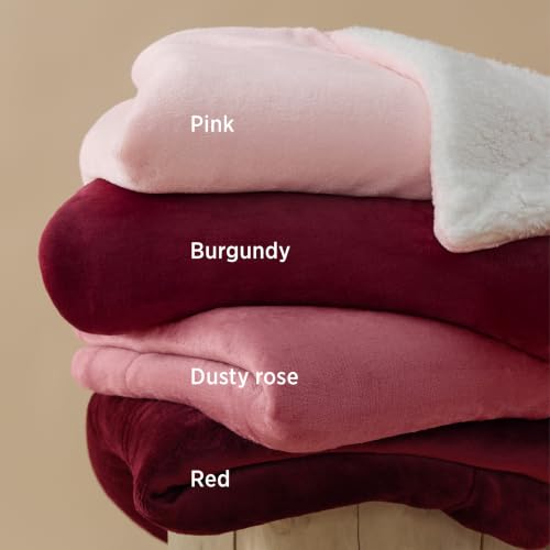 Image of Bedsure GentleSoft Sherpa Fleece Throw Blanket for Couch, Non-Heated, Thick and Warm Throw Gifts for Women and Girls, Soft Fuzzy Plush Kids Blanket for Spring, Room Home Decor, Pink, 50x60 Inches
