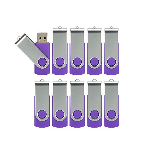 4GB Flash Drive 10 Pack, Alihelan 4G USB Stick Thumb Drives Bulk USB 2.0 Memory Stick Swivel Pen Drive Jump Drive, Purple