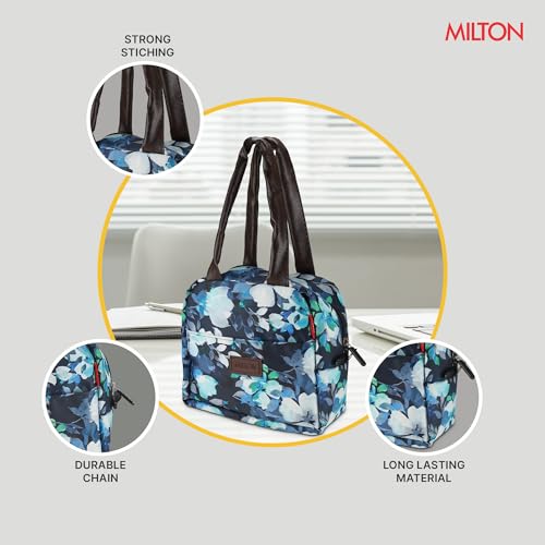 Image of MILTON Floral Lunch Bag I Design Tiffin Bag for Office for Men, Women I Eco Friendly, Spacious, Durable I 2.5 L I Blue