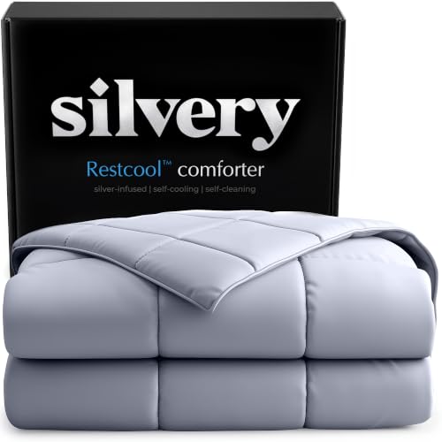 Silvery Silver-Infused Cooling Comforter – Award-Winning Self-Cooling Blanket for Hot Sleepers with Self-Cleaning Silvery Technology for Sweat-Free & Cool Sleep (Gray, Full/Queen (90" x 90"))