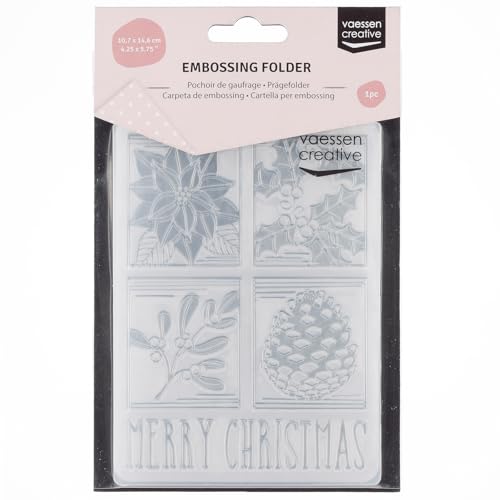 Vaessen Creative Prägeschablone Weihnachten Quadrate 14,6 x 10,7 cm – Embossing Folder für Karten Basteln, Scrapbooking, Journaling – Wiederverwendbar, Präzise Ergebnisse, Für Stanzmaschinen