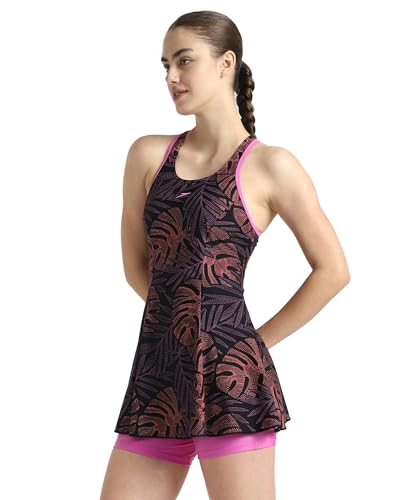 Image of Speedo Women's Swimdress with Boyleg | Swimming Costume Swimsuit | Chlorine Resistance | UPF 40+ Sun Protection | Removable Bra Pads