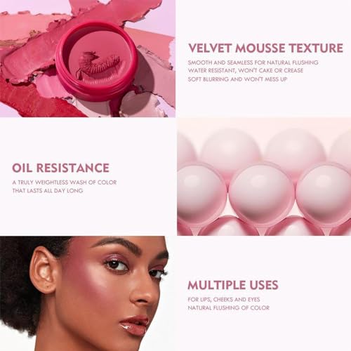 Cream Blush,Creamy Cheek Blush with finger puff, Easy-to-Blend Formula for a Natural Hint of Sheer Lip and Cheek Colour Long-Wear, Matte, Lightweight Natural Nude Makeup Blusher for Cheeks and Lips - Image 3
