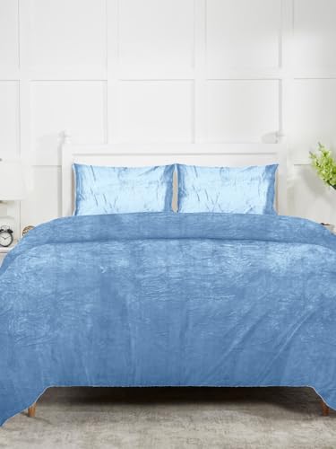 Image of Amazing Super Soft Double Bed Woollen Quilt Cover, 310TC Warm Duvet Cover, Woolen Duvet Cover /Rajai Cover /Blanket Cover /Quilt Cover King Size=90x100 Inches, Winter Blanket Cover (Sky)