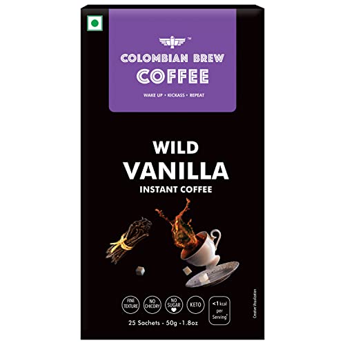 Image of Colombian Brew Vanilla Instant Coffee Powder, No Sugar, 20 Sachets (Pack of 2)