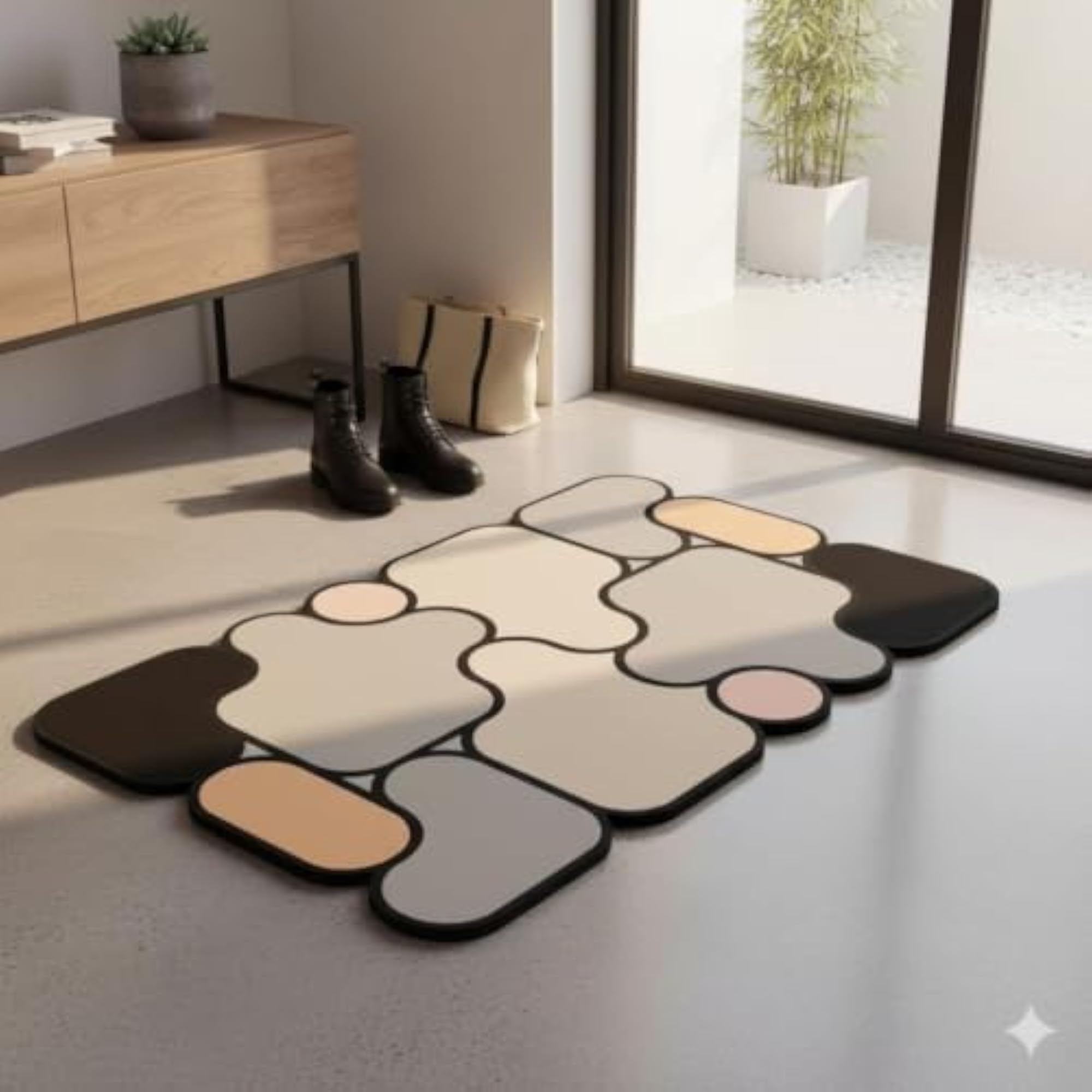 Geometric Printed Anti-Slip Floor Mat, Memory Foam