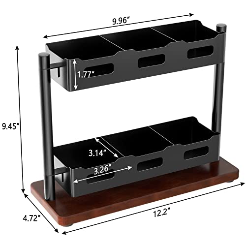 Tea Bag Organizer, 2 Tier Tea Bags Organizer Holdr Holds 50 Teabags, Solid Wood Vertical Tea Storage, Tea Rack For Tea Bags, Countertop, Black #TOP5