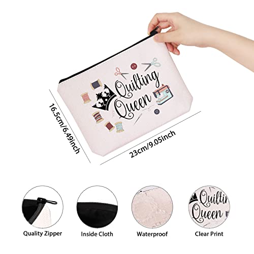 Image of TSOTMO Funny Sewing Gift Quilting Queen Seamstress Sewing Lover Zipper Pouch Makeup Bag (Quilting Queen)