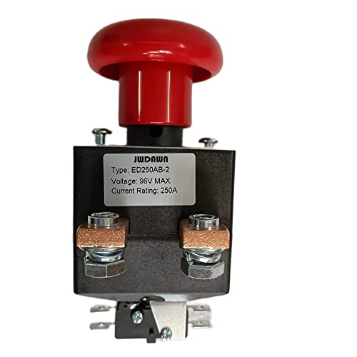 JWDAWN 250A Emergency Button ED-250 Emergency Stop Switch ED250 On Off Disconnector ED250AB-2 Manual Scram Switch for Forklift Pallet Truck Golf Cart Accessories