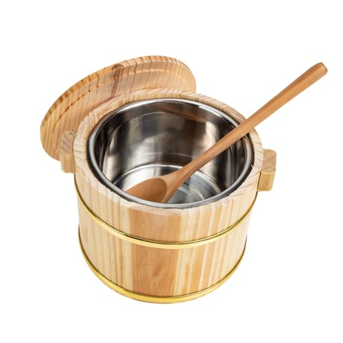 CONGARTENO 1 Set Cask Rice Cask Asian Rice Sushi Oke Rice Tub Chinese Food Steamers Rice Steamer Steamed Cask for Steaming Sushi Rice Tub Japanese Rice Tub Sushi Rice Container Wooden Khaki