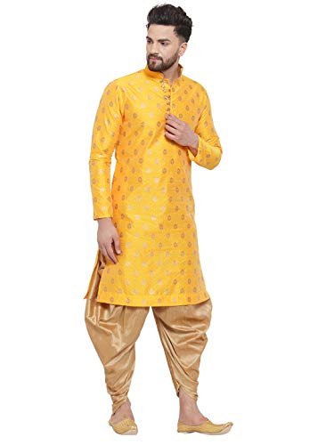 Image of Larwa Men's Cotton Silk Kurta And Salwar Dhoti Set