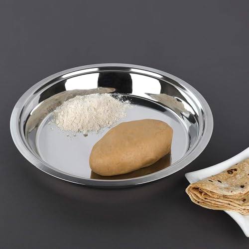 Image of KC Stainless Steel Parat | Steel Parat for Dough Flour Kneading | Steel Atta Parat for Kitchen (29 CM)