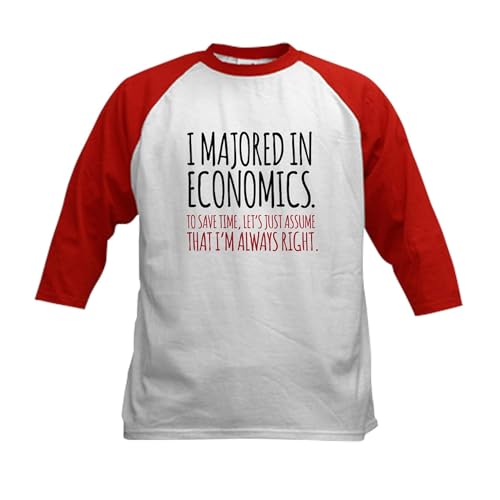 CafePress Majored in Economics Baseball Jersey Kids Cotton Baseball Jersey, 3/4 Raglan Sleeve Shirt