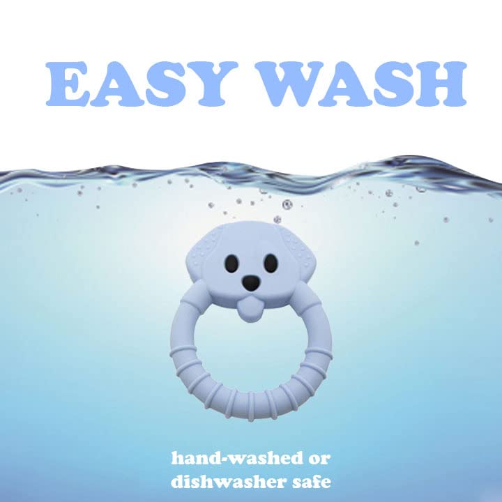 Miniatura 4 de Juego de juguetes de dentición para bebé, incluye clip para chupete azul y mordedor de oso, juguetes masticables de silicona para bebés recién