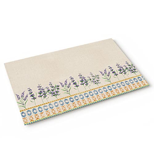 BLUYIG Entrance Floor Mat Doormat Personalized, Spring Lavender Flower Welcome Door Low Profile Non Slip Entry Rugs for Bathroom Kitchen Home Front Decor, 17x30 Inch, Vintage Floral