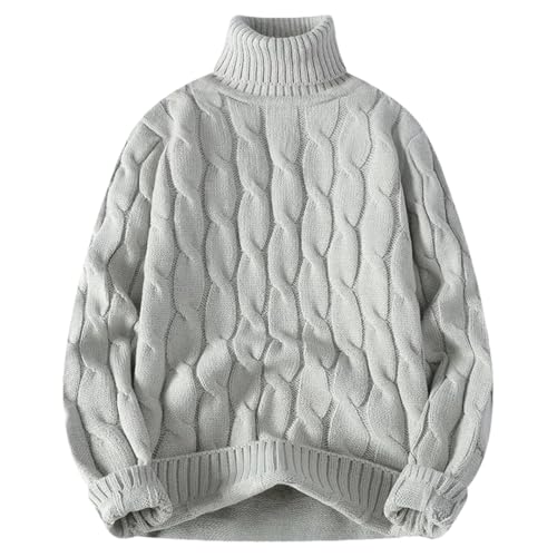Men Turtleneck Knit Sweater Thick Warm Pullover Jumpers Warm Solid Loose Casual Sweaters