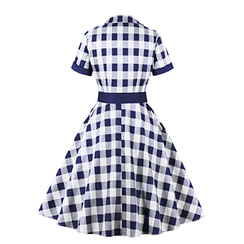 Image of 50s Dresses for Women Vintage 1950s Notch Lapel Cocktail Dress Retro 60s Rockabilly Audrey Hepburn Tea Party Dress