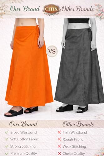 Image of CITIX Pure Cotton Petticoat for Woman Saree | Adujastable Drawstring Waist