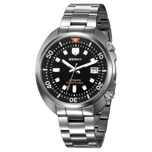 BERNY Orologi da Uomo Orologio Automatico 20ATM Impermeabile Diving Orologio da Polso Meccanico Analogico con Super Luminous Full Acciaio Inox Rivestimento AR Sapphire Lens Orologi di Moda