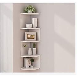 Estanterias Rinconeras Para Colgar Estantes de Esquina montados en la Pared, clásico Rectangular con 5 Niveles for Almacenamiento de estantería (Color : White)