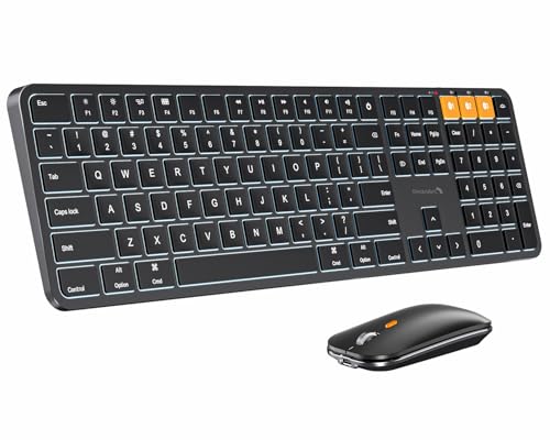 ProtoArc US ProtoArc KM100-A Backlit Bluetooth Keyboard Mouse Combo for Mac, Black