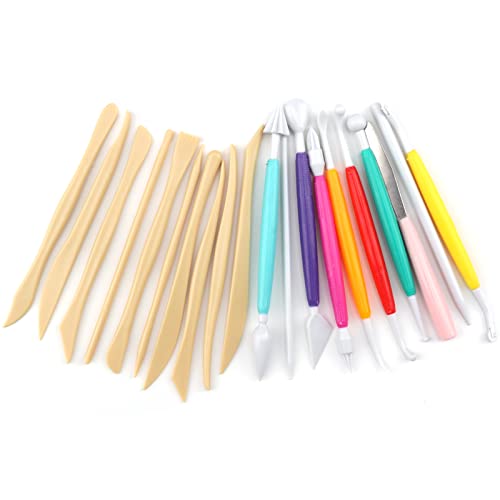 DOITEM 20 Piezas de Herramientas de Arcilla de Plástico Kit de Herramientas de Cerámica para Moldear y Esculpir (Colores Surtidos)