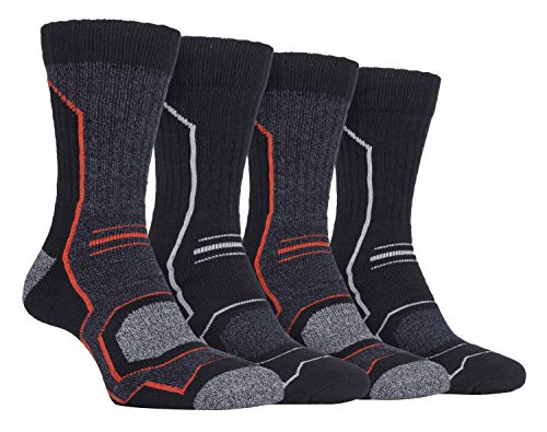 Storm Bloc - 4 Pares Hombre Trekking Senderismo Calcetines con Refuerzo (39/45, SBMS034BLK)