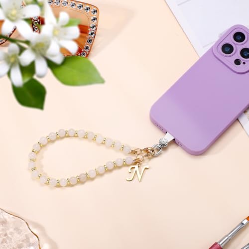 1 Set Beaded Phone Wrist Strap, Initial Phone Charms Detachable Letter B - Photo 137 sur 176