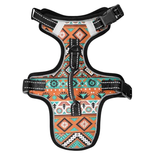 xigua Aztec Geometric Dog Harness, No Pull Pet Vest Harness Reflective Breathable Small & Medium Dog Harness with Nylon Handle