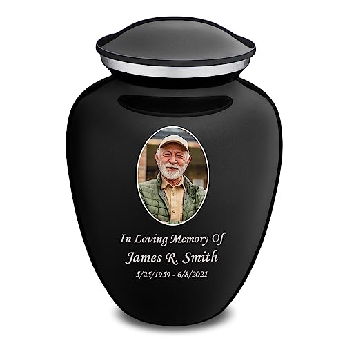 Geturns Embrace Adult Personalized Picture Cremation Urns for Human Ashes I Large Photo Black Funeral Urn for Men and Women I 200 lbs